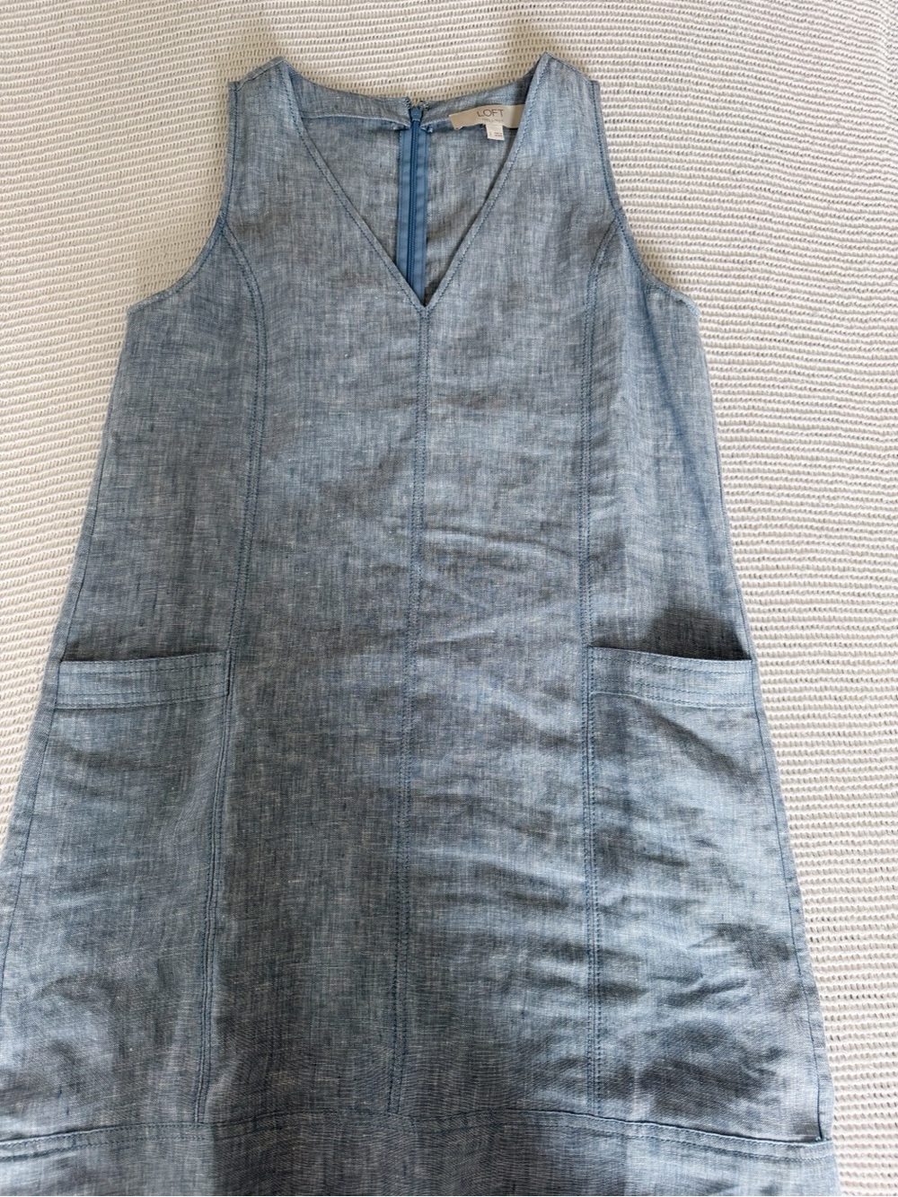 LOFT Light Blue Chambray Shift Dress with Pockets